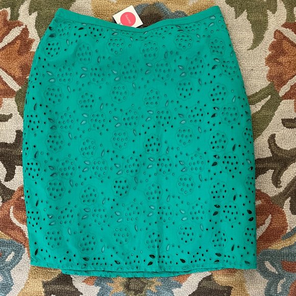 Boden Green Eyelet A-line skirt, NWT - Picture 6 of 8